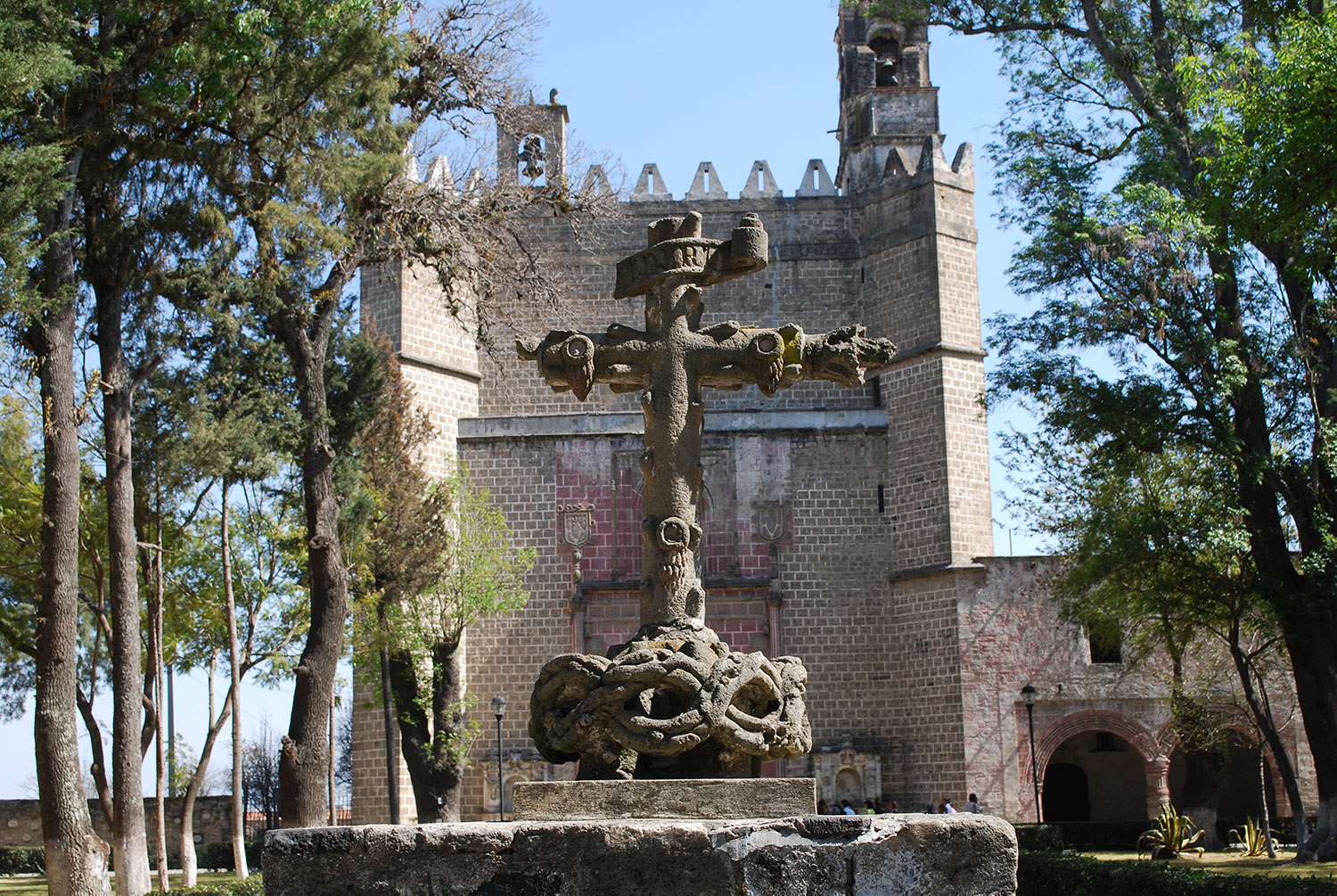 Atrium cross of the San Miguel Arcangel monastery in Huejotzingo, Puebla, Mexico.