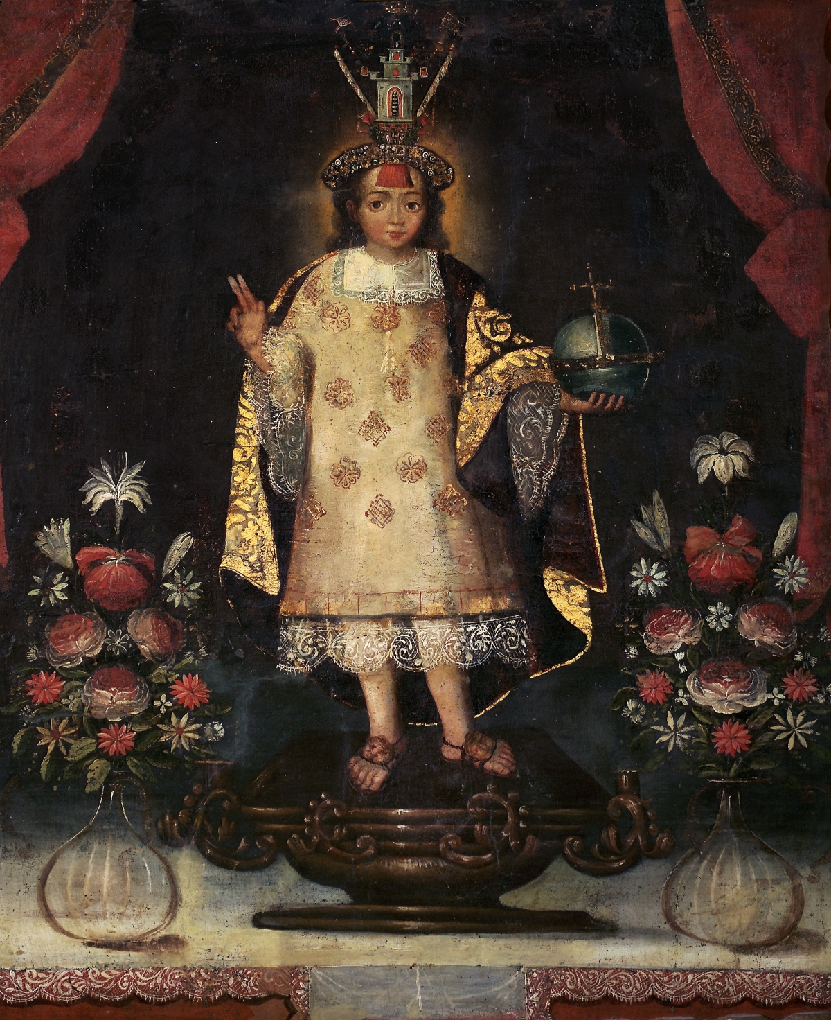 Christ Child Wearing the Imperial Inca Crown and Catholic Priestly Robes